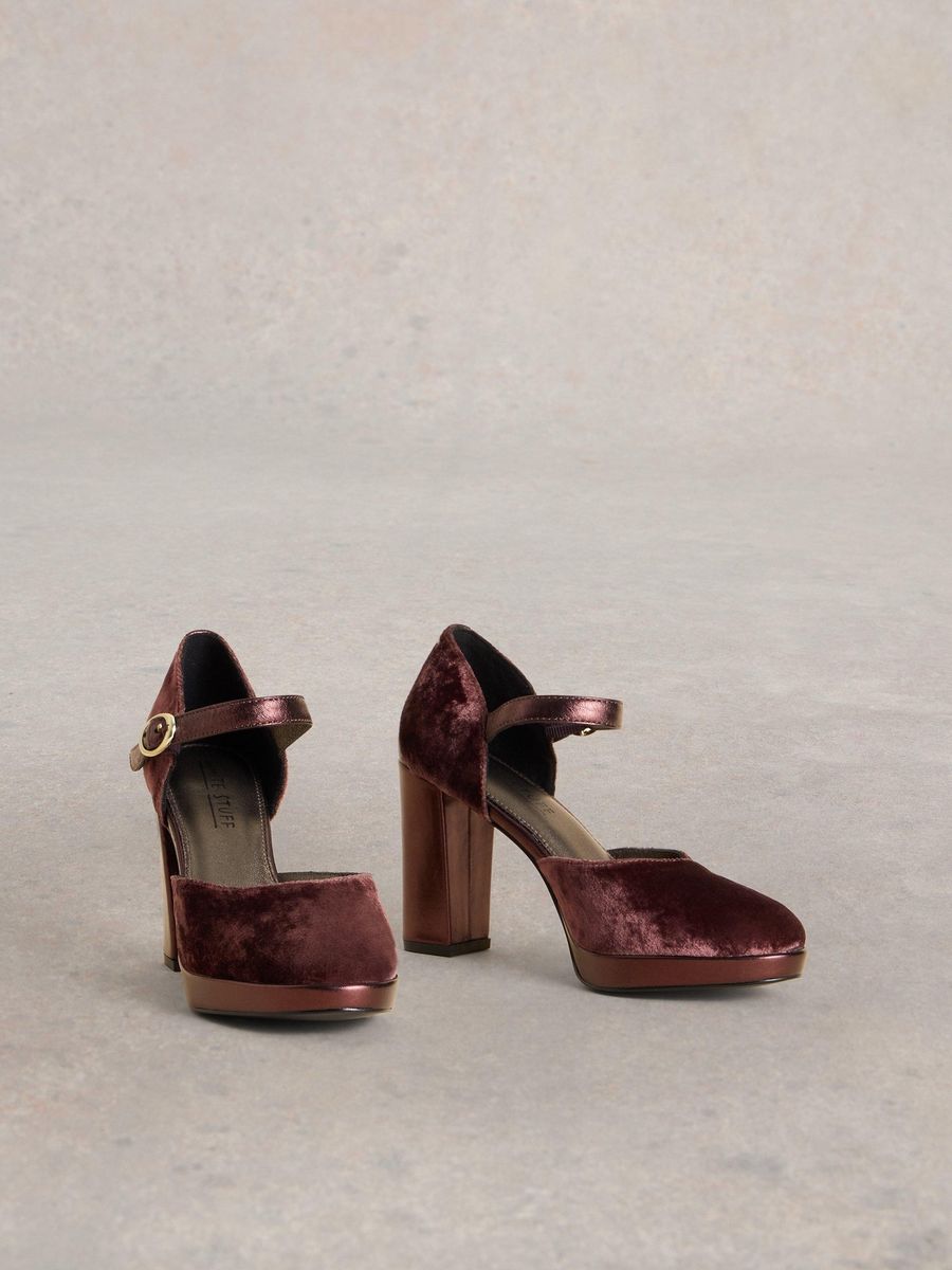 Plateau-Mary-Jane-Pumps aus Samt