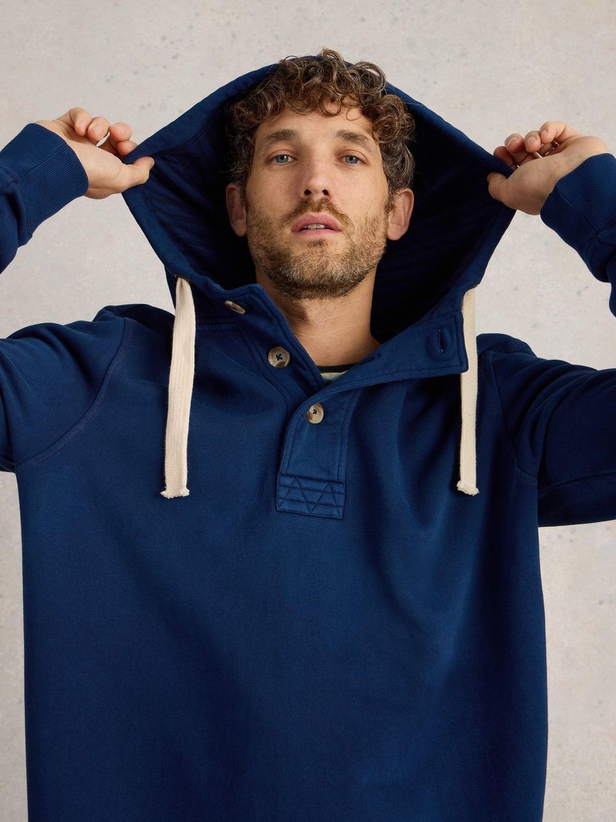Kapuzenpullover mit Knopfleiste und Kordelzug