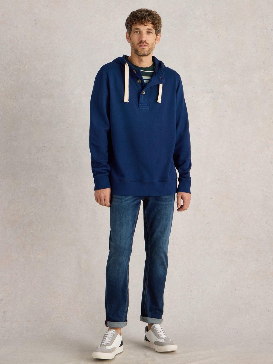 Kapuzenpullover mit Knopfleiste und Kordelzug