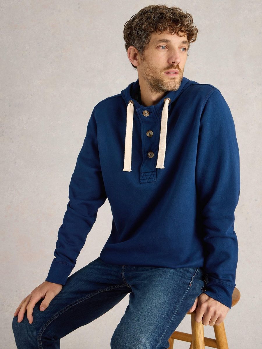 Kapuzenpullover mit Knopfleiste und Kordelzug