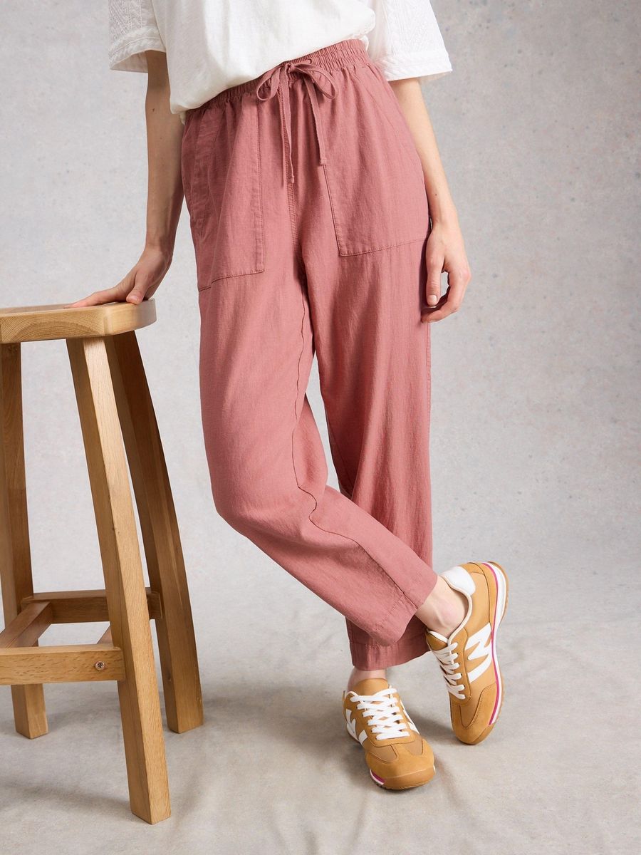 Blaue Freizeithose aus Leinenmischung