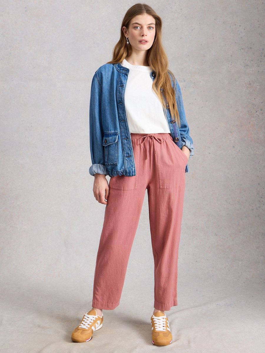 Blaue Freizeithose aus Leinenmischung