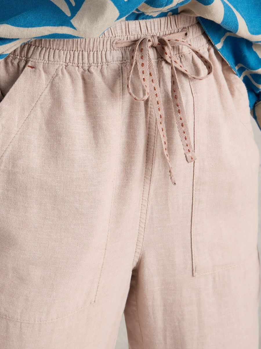 Blaue Freizeithose aus Leinenmischung