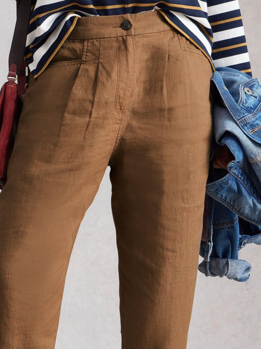 Cropped Leinenhose mit Taschen