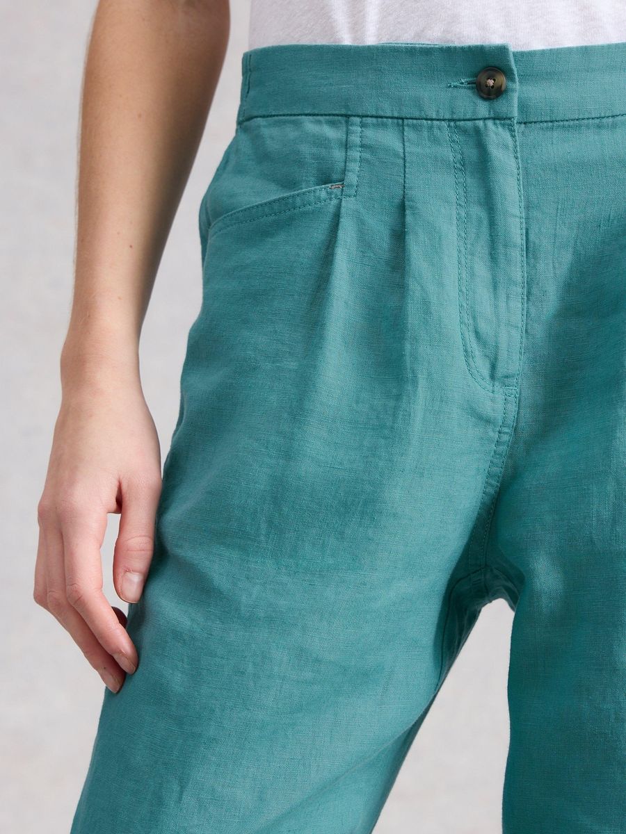 Cropped Leinenhose mit Taschen