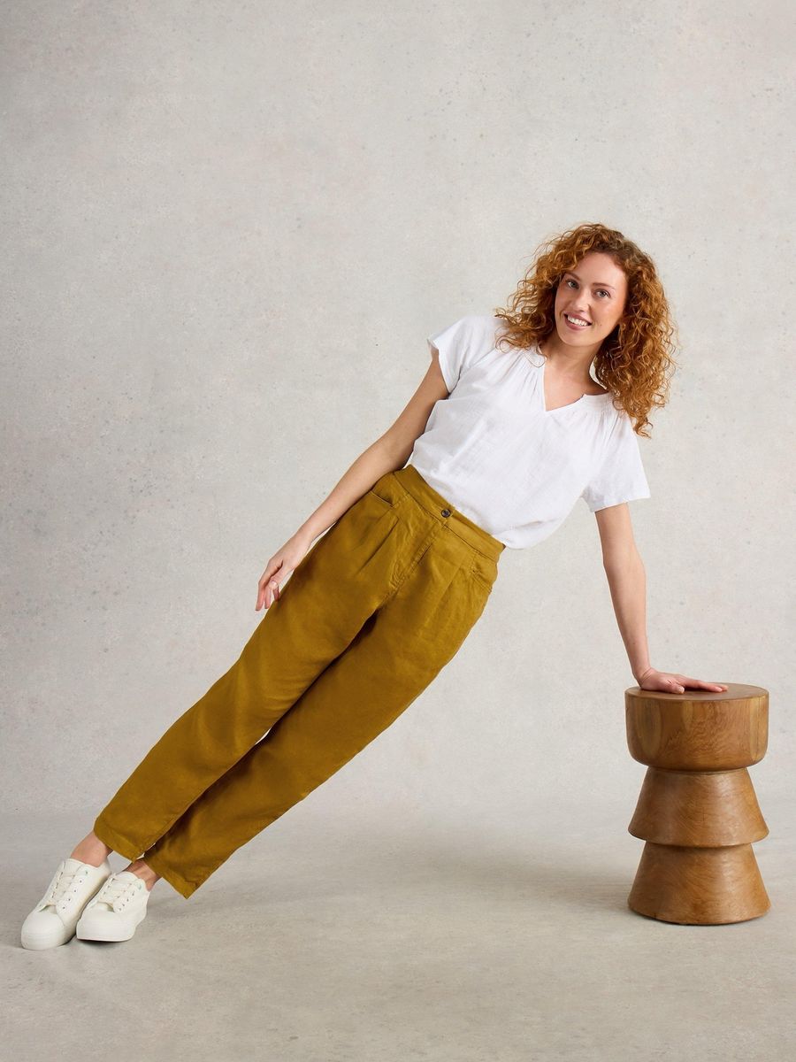 Leinenhose mit Bundfalten