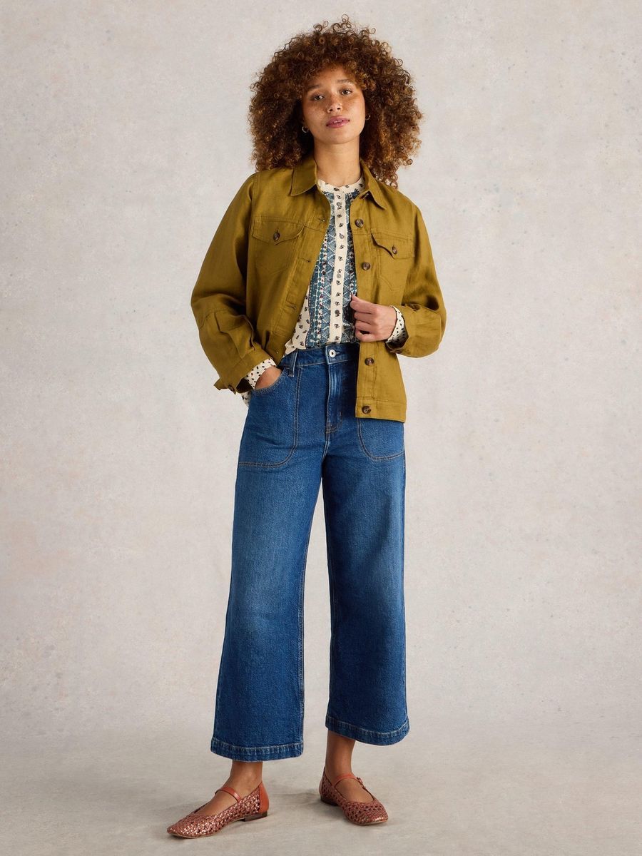Leinenjacke mit aufgesetzten Taschen