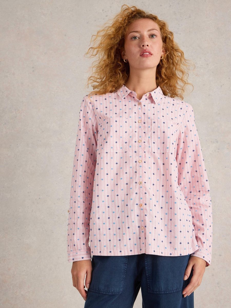 Klassisches Baumwollhemd mit Polka Dots