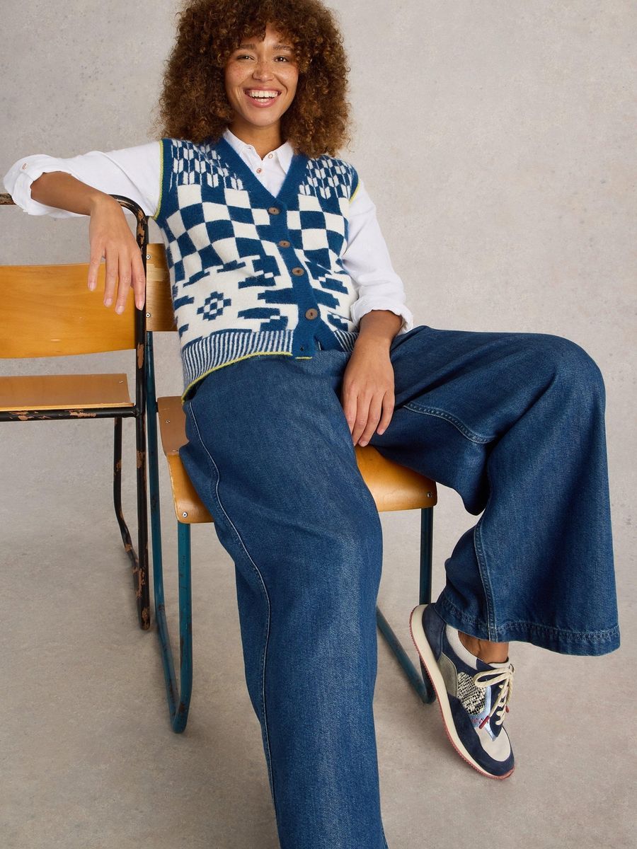 Retro Strickweste mit geometrischem Muster