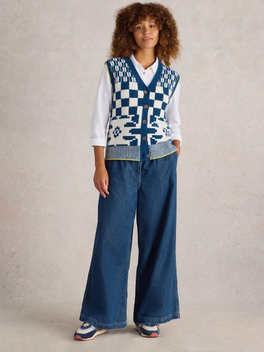 Retro Strickweste mit geometrischem Muster