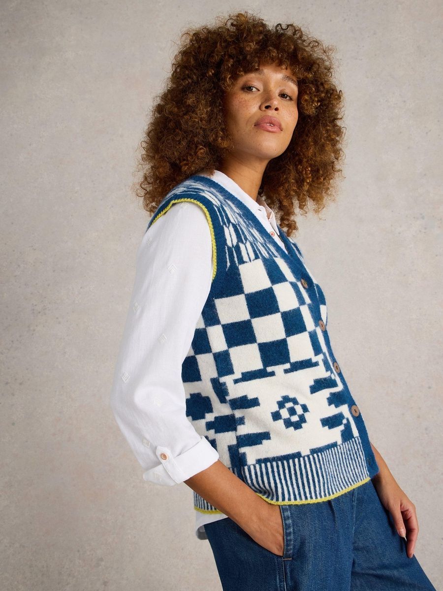 Retro Strickweste mit geometrischem Muster