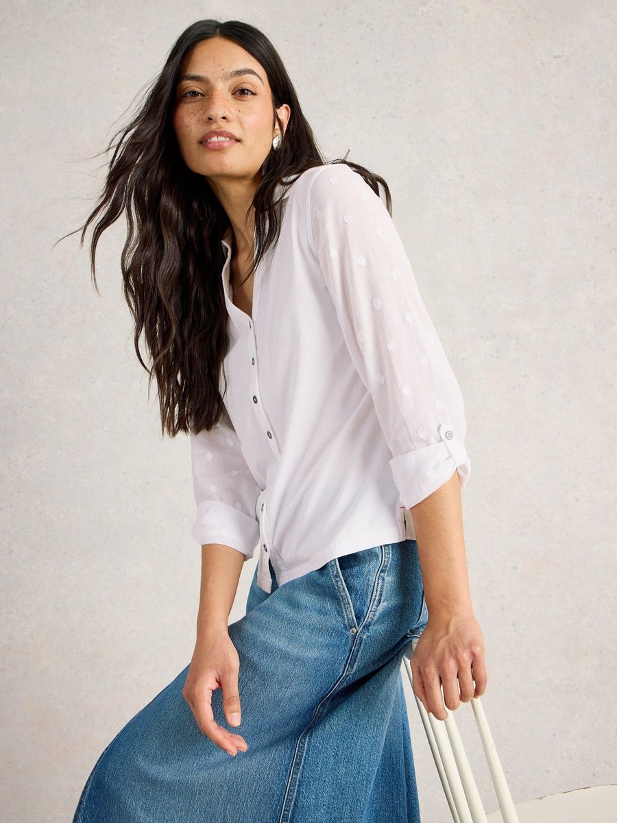 Gepunktete Bluse Annie aus Materialmix