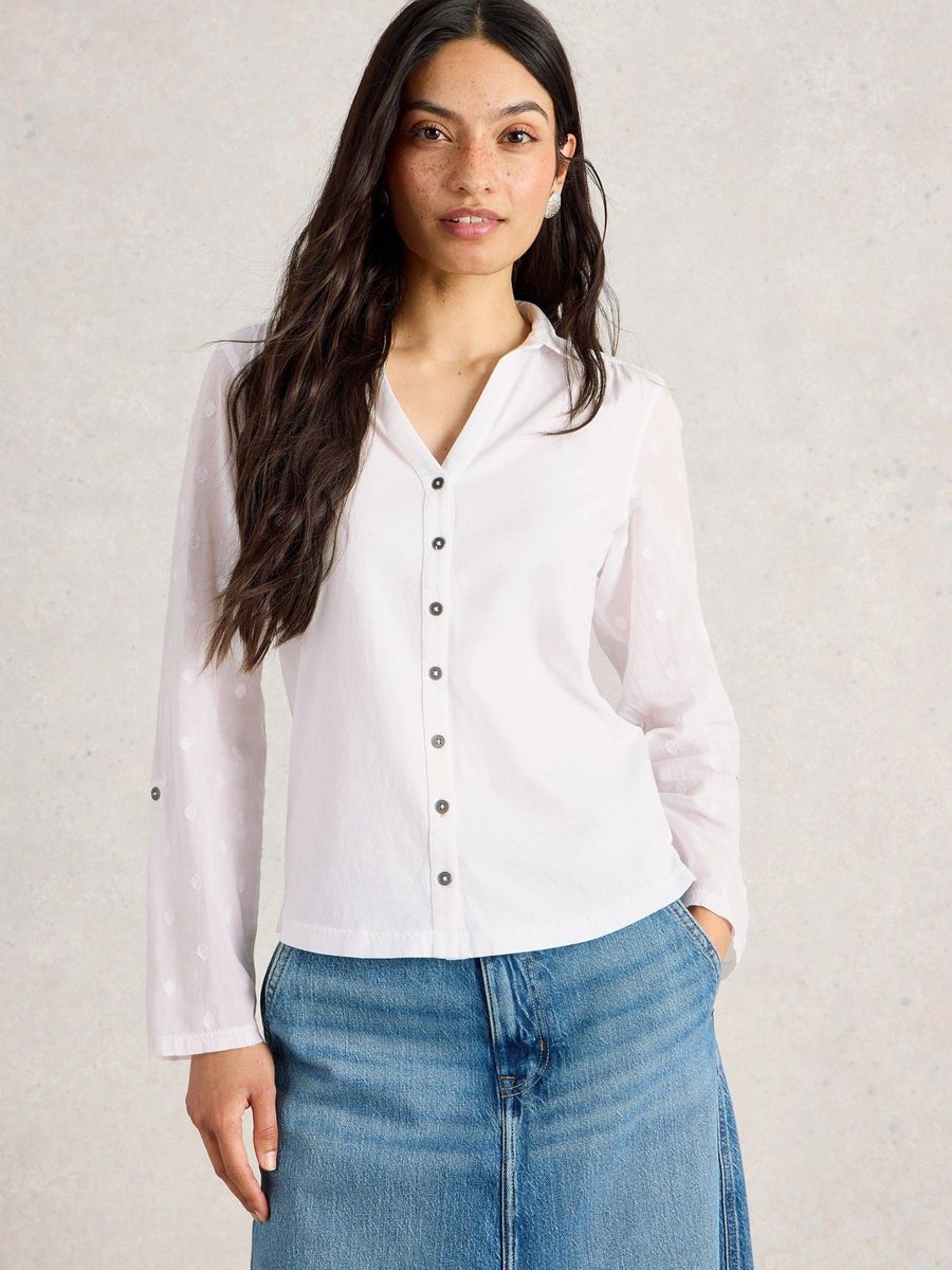 Gepunktete Bluse Annie aus Materialmix