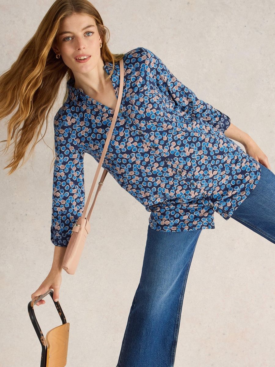 Bluse im Tunika-Stil mit Blumendruck