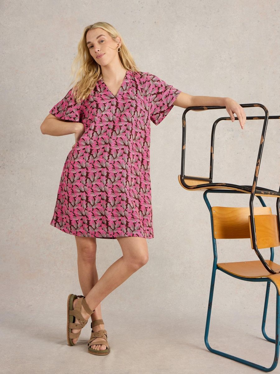A-Linien Minikleid aus Leinenmischung
