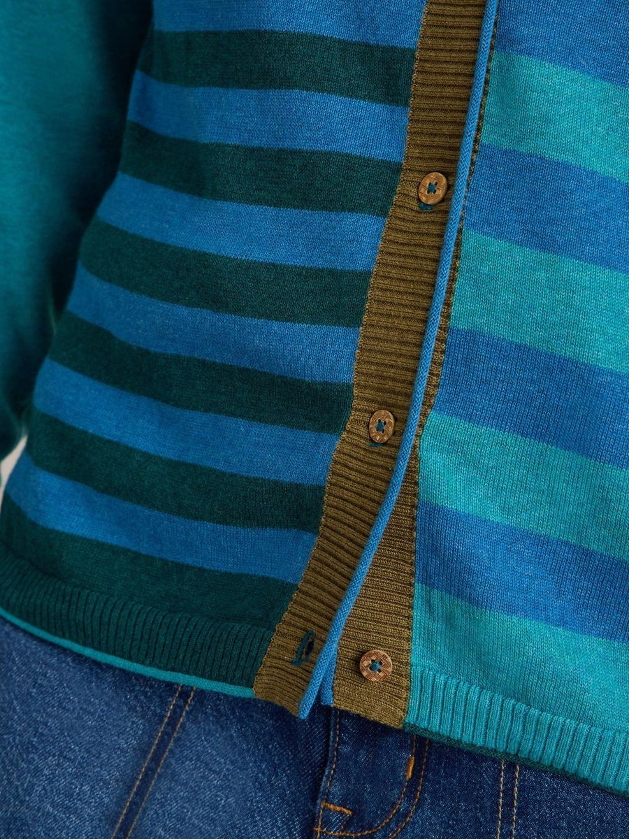 Gestreifte Strickjacke aus Bio-Baumwolle