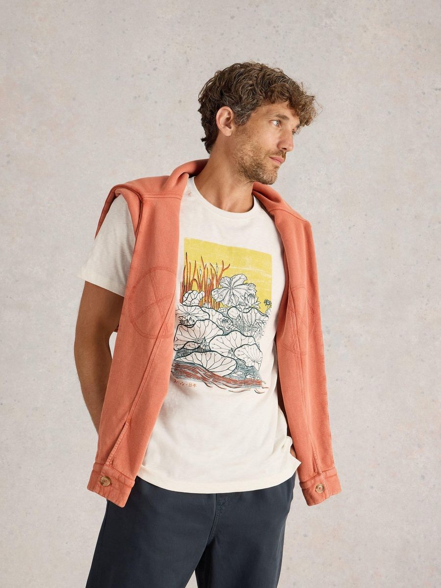 Fairtrade Grafik-T-Shirt mit Lotus-Print