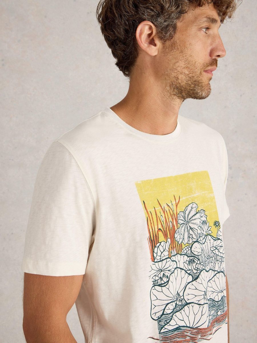 Fairtrade Grafik-T-Shirt mit Lotus-Print