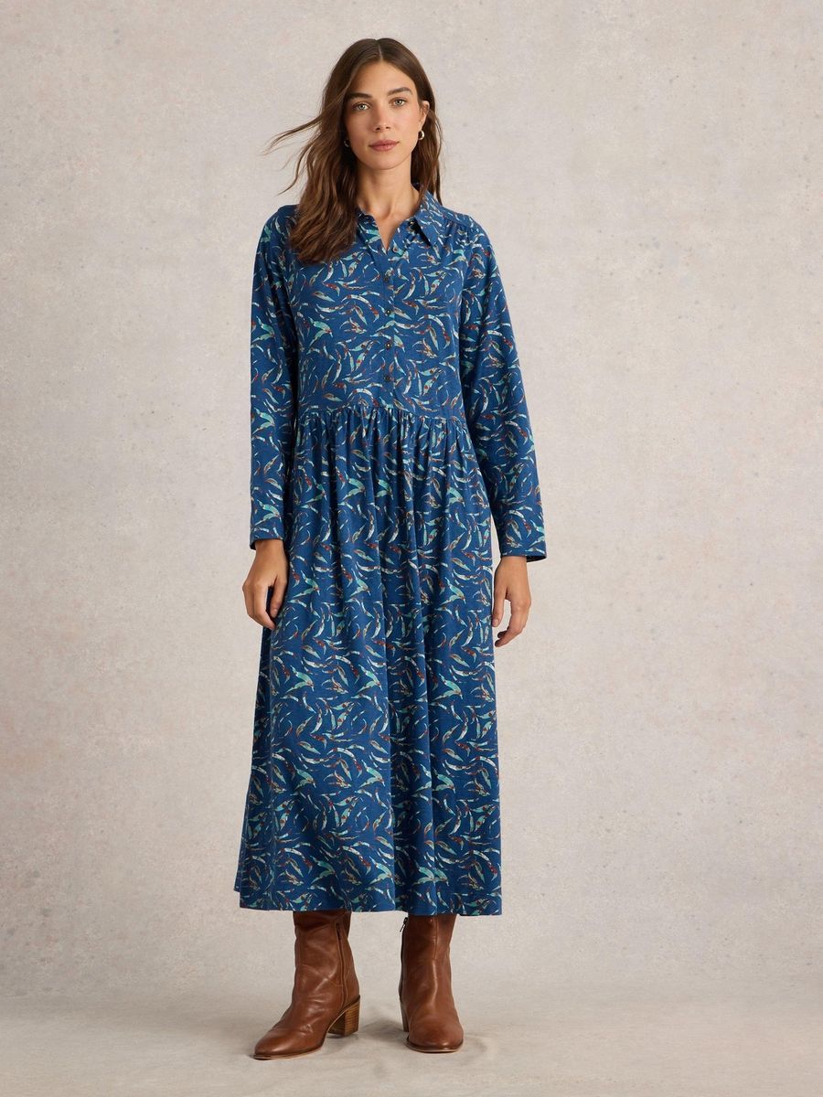 Jersey-Midi-Blusenkleid mit Print