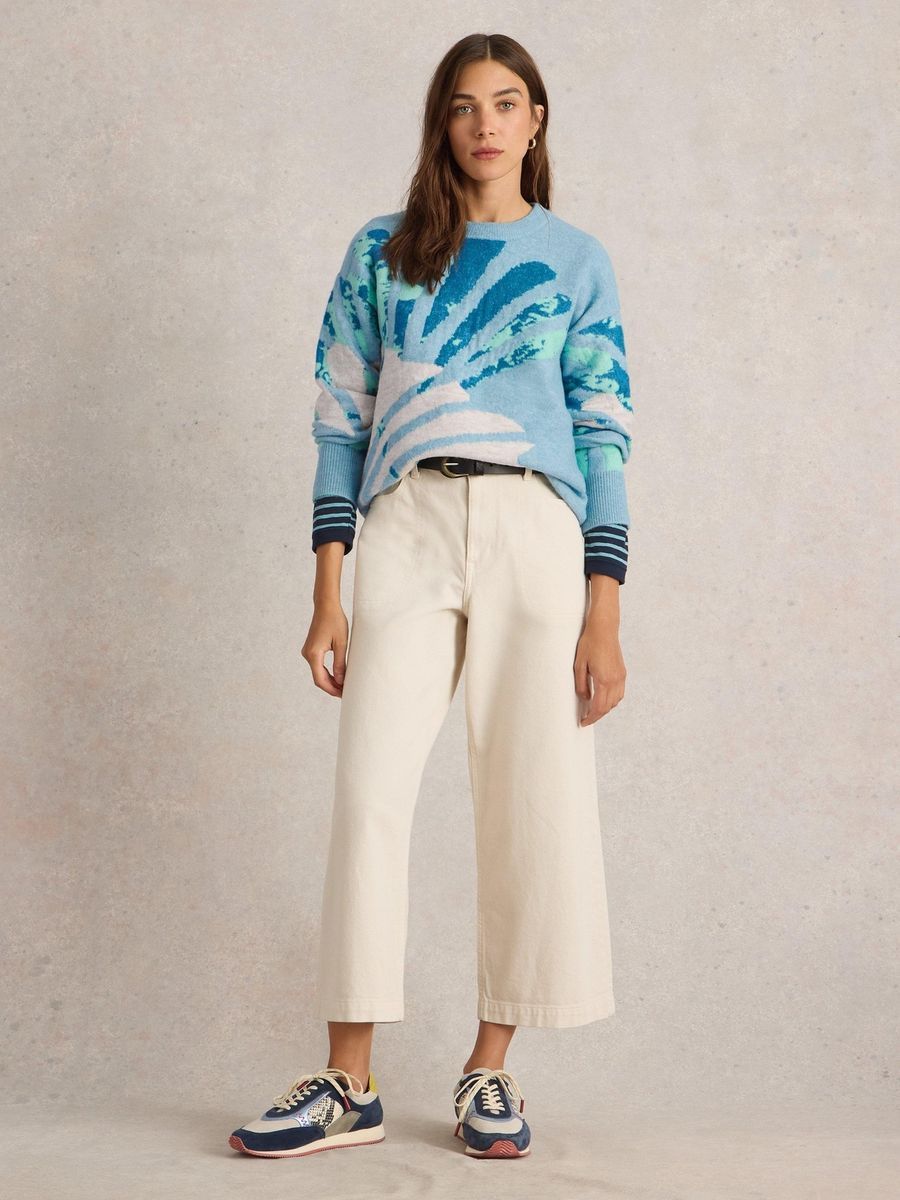 Pullover mit abstraktem Muster und Rundhalsausschnitt
