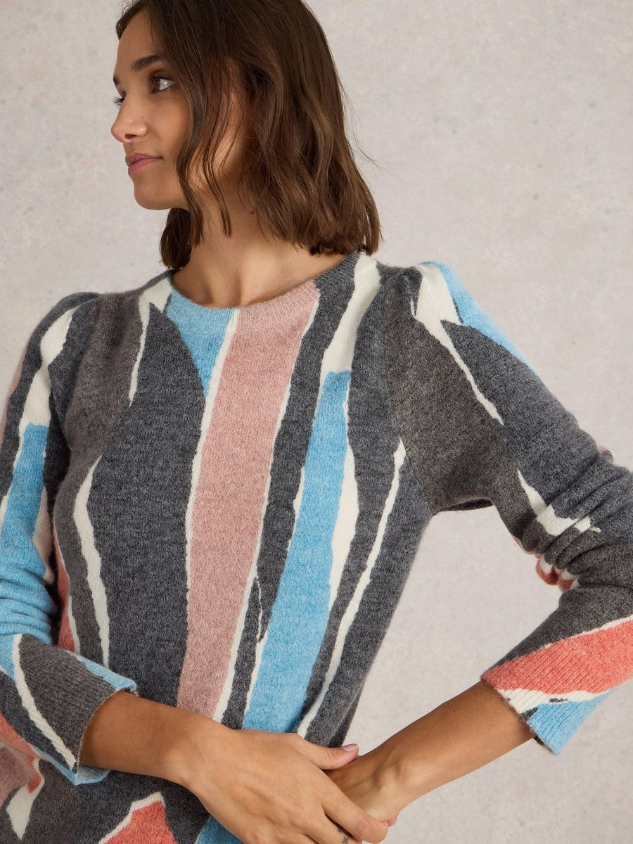 Pullover mit abstraktem Muster und Wollmischung