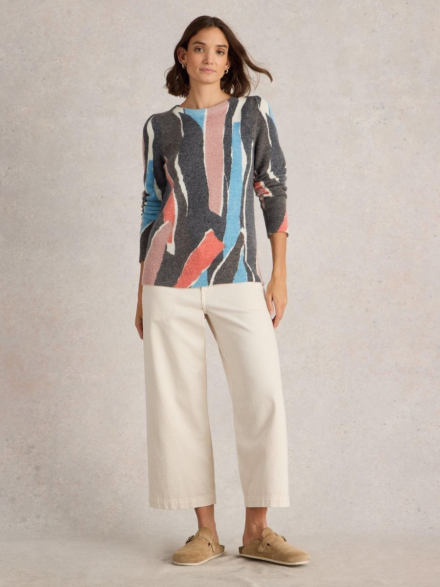 Pullover mit abstraktem Muster und Wollmischung