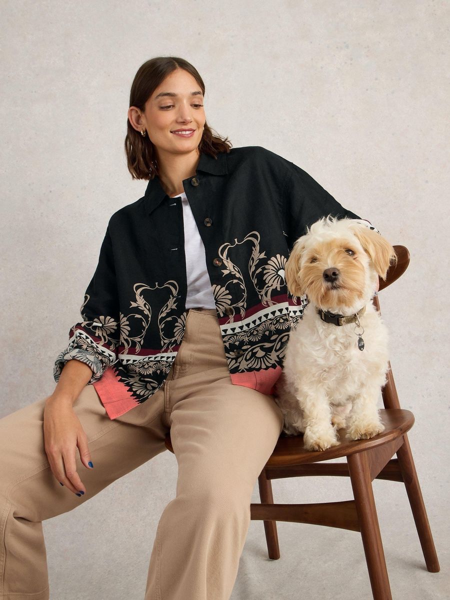 Sommerliche Leinenjacke mit Muster