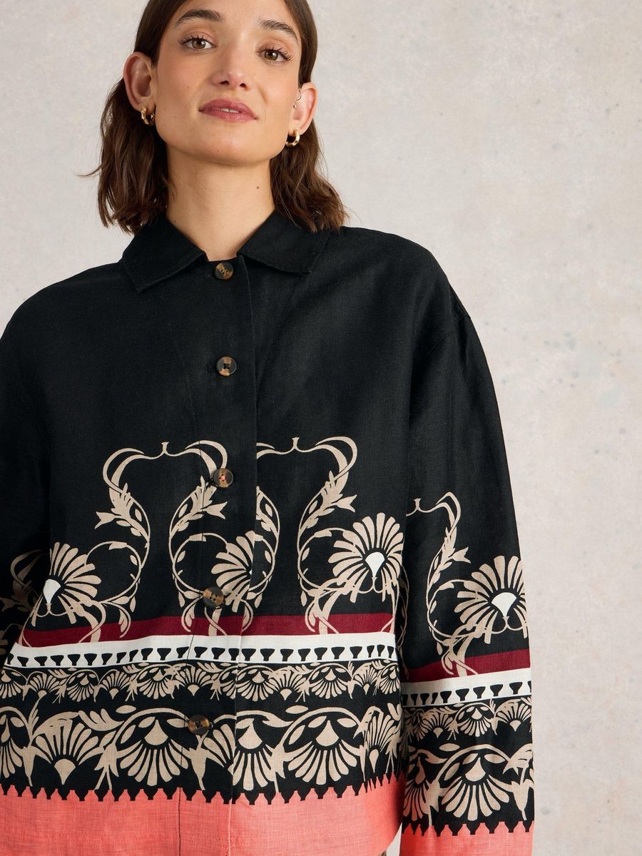 Sommerliche Leinenjacke mit Muster