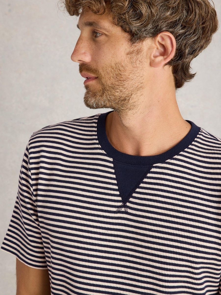 Gestreiftes Rippen-T-Shirt aus Bio-Baumwolle