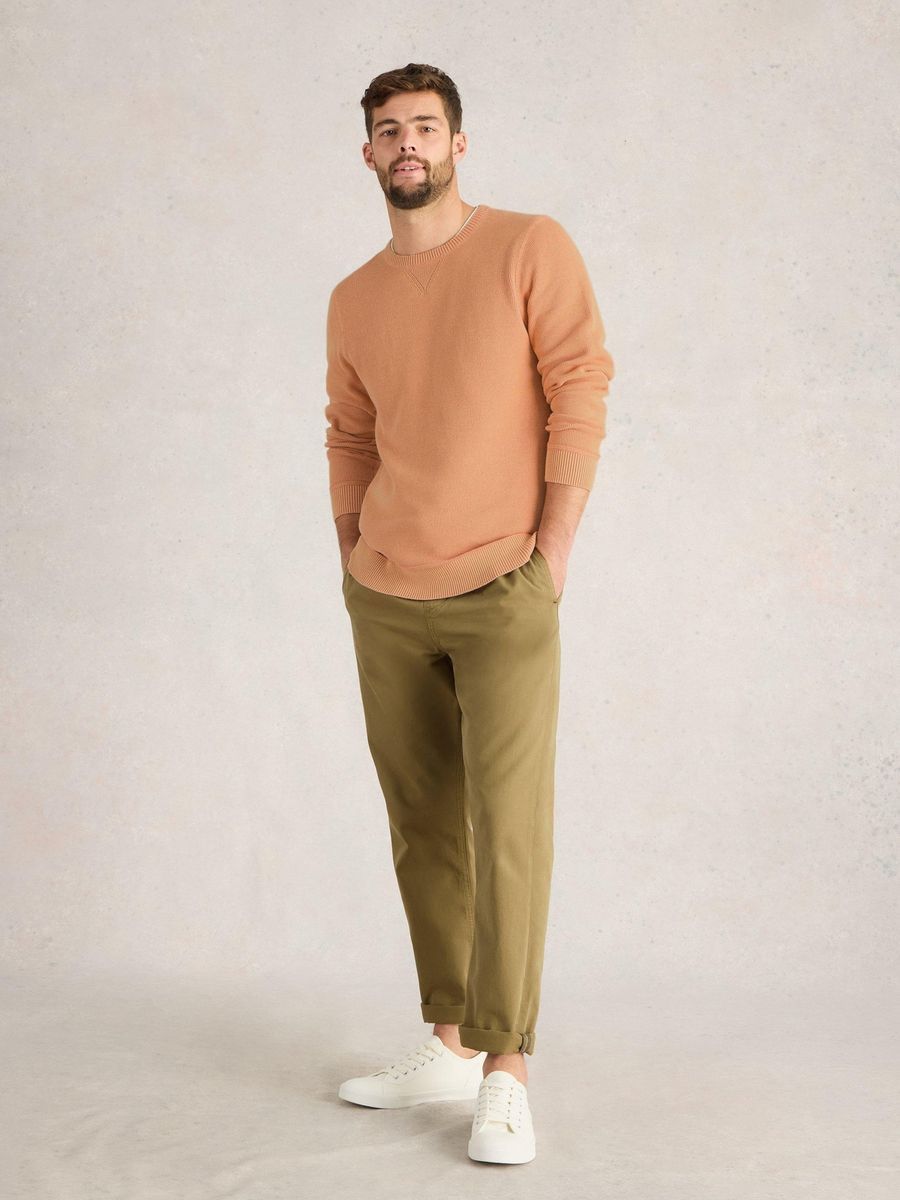 Baumwollstrickpullover mit Rundhalsausschnitt