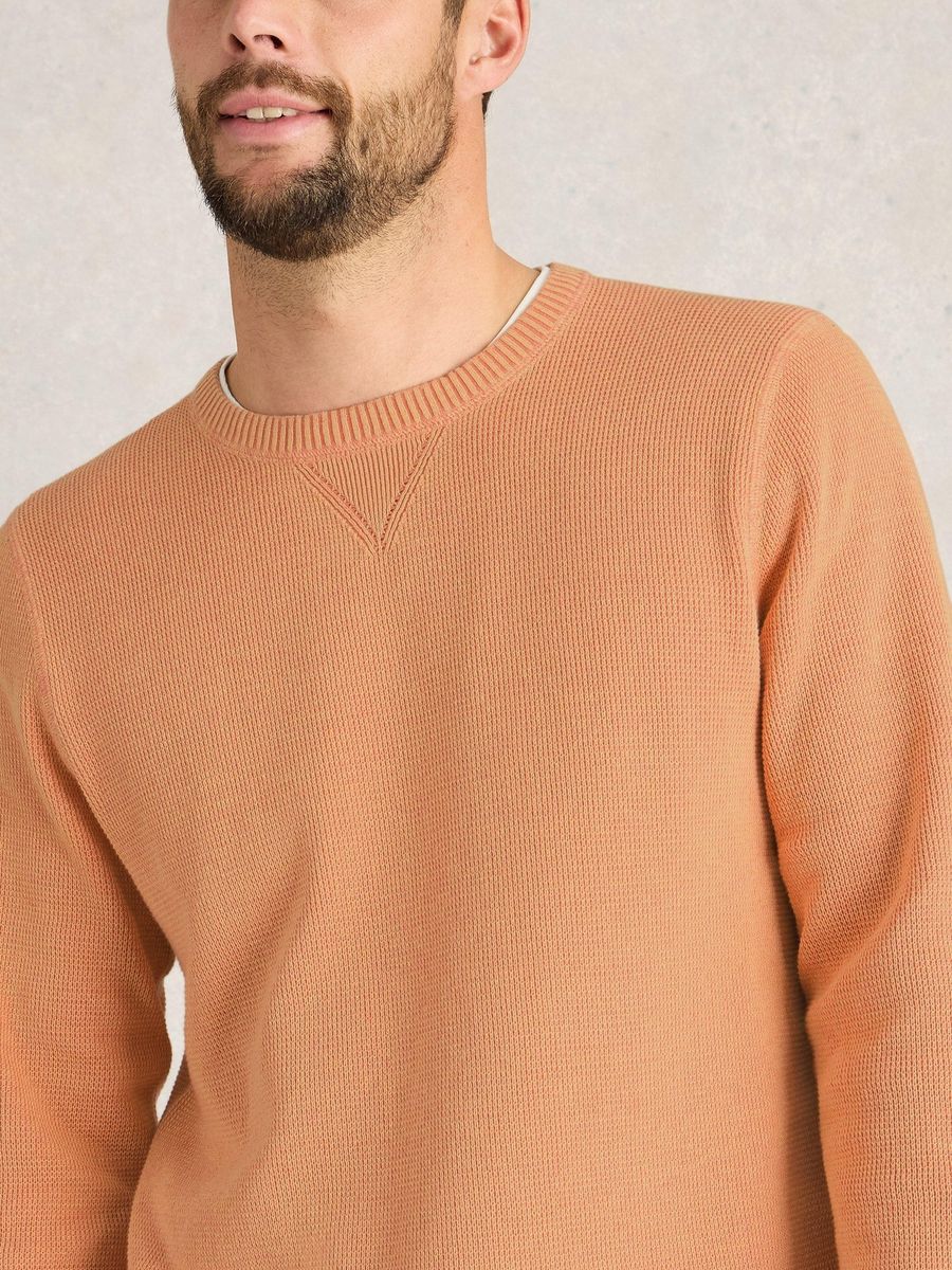 Baumwollstrickpullover mit Rundhalsausschnitt