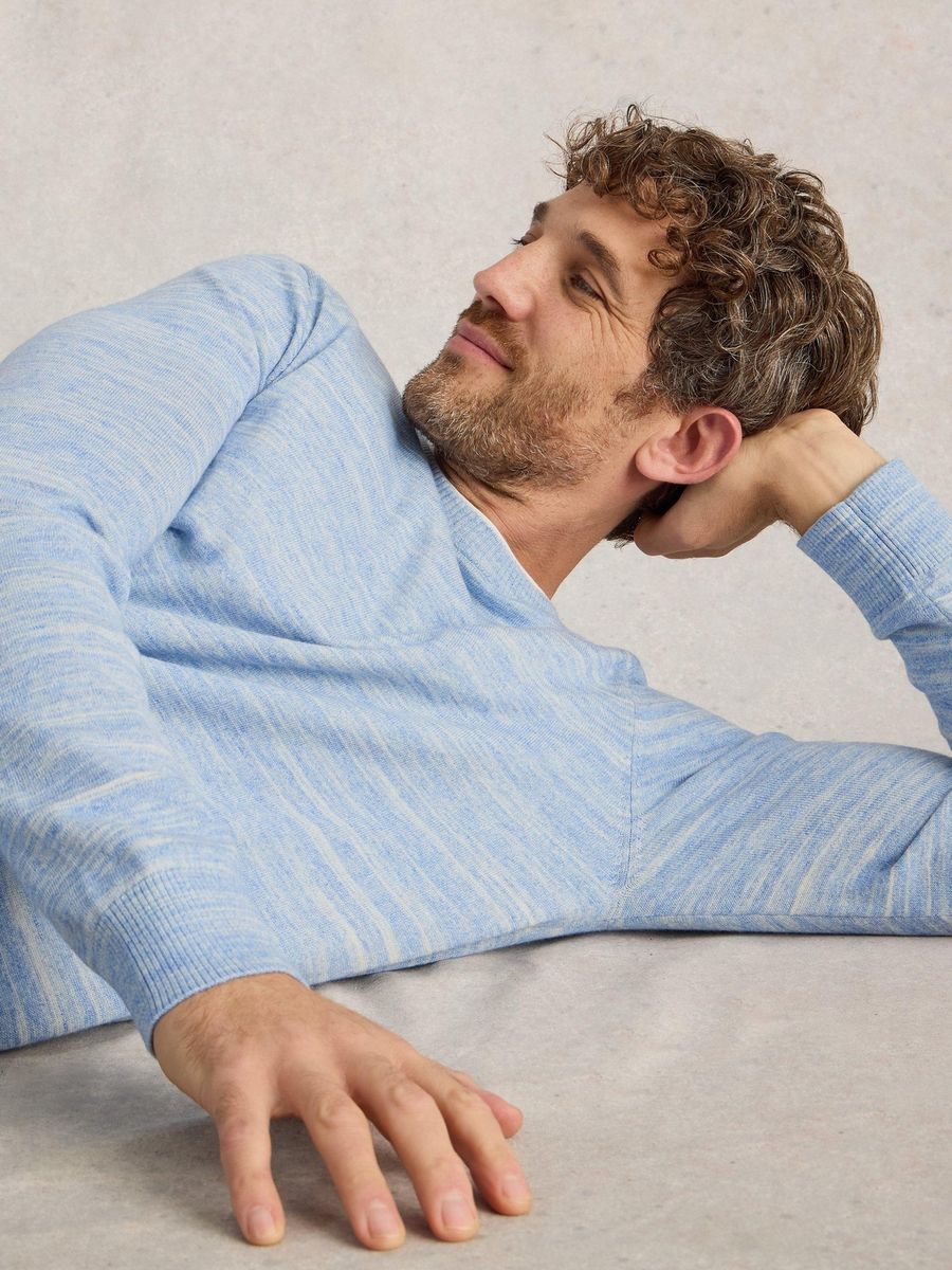 Hellblauer Spacedye Baumwollpullover