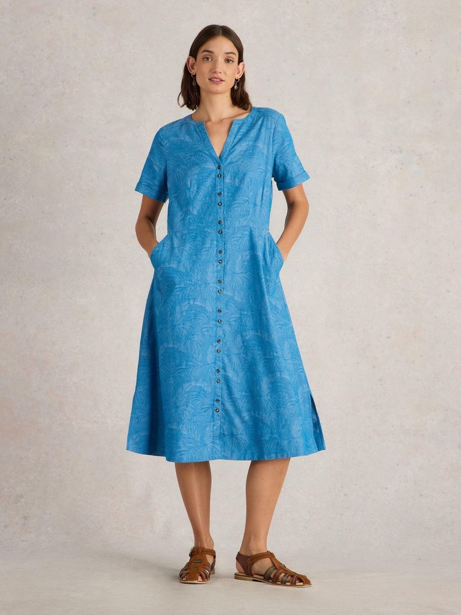 Baumwoll-Jacquard Midi-Hemdkleid