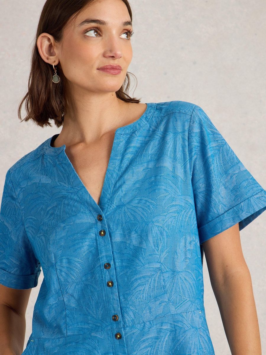 Baumwoll-Jacquard Midi-Hemdkleid