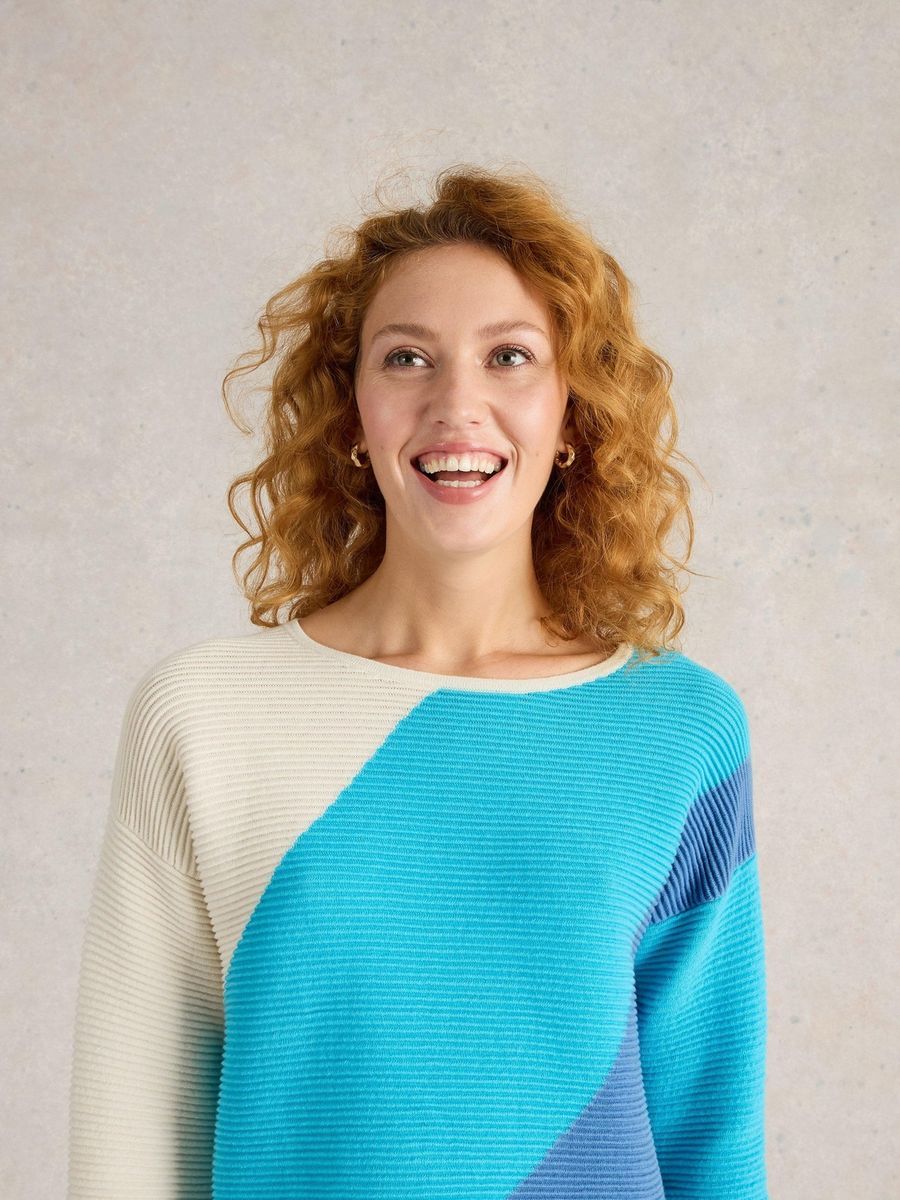 Abstrakter Colorblock Baumwollpullover