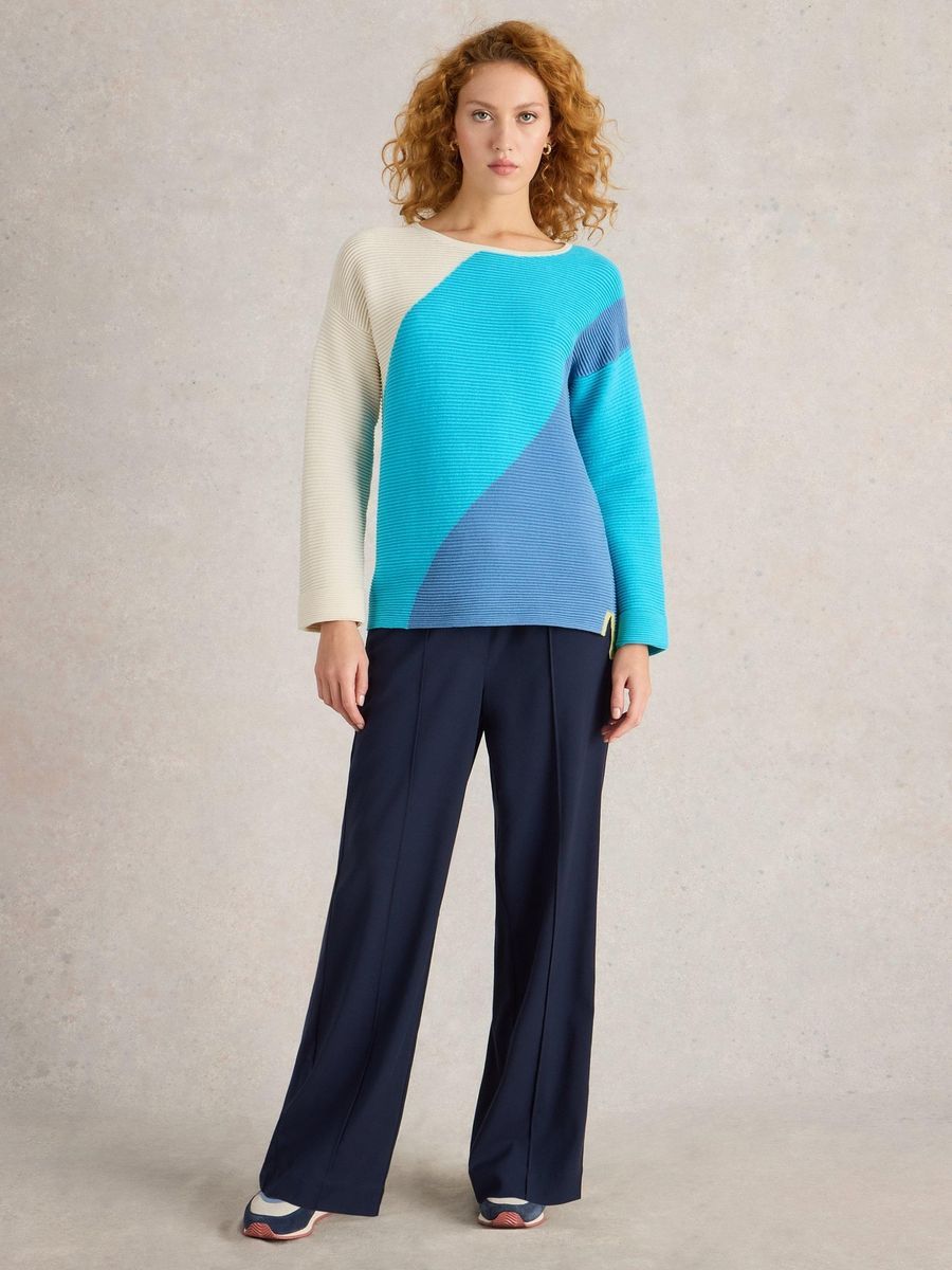 Abstrakter Colorblock Baumwollpullover