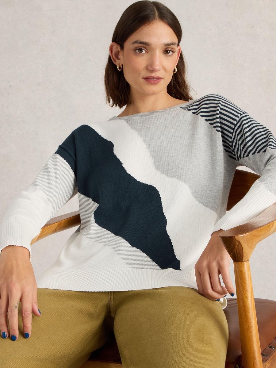 Pullover aus Baumwollmischung mit abstraktem Muster