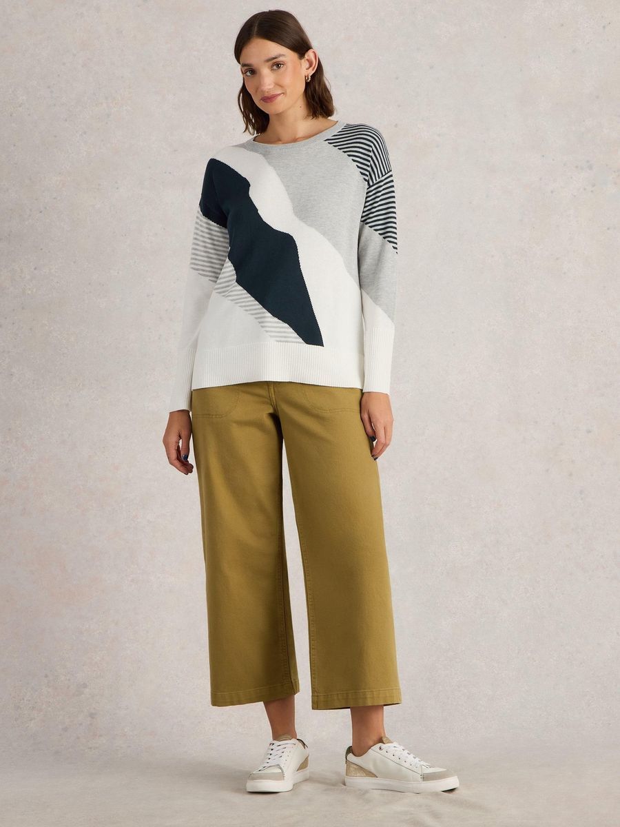Pullover aus Baumwollmischung mit abstraktem Muster