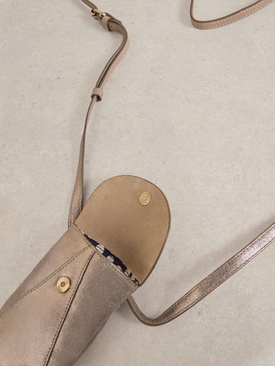 Metallic Leder Handytasche mit Riemen