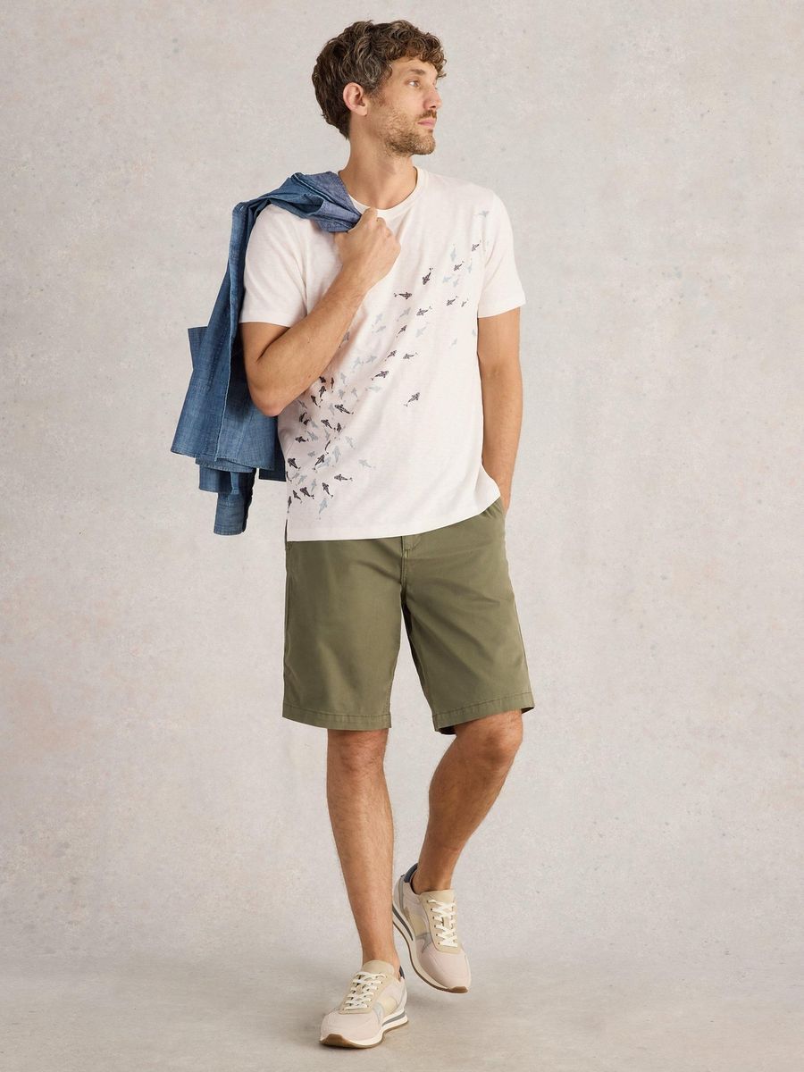T-Shirt mit Fischmuster und Rundhalsausschnitt