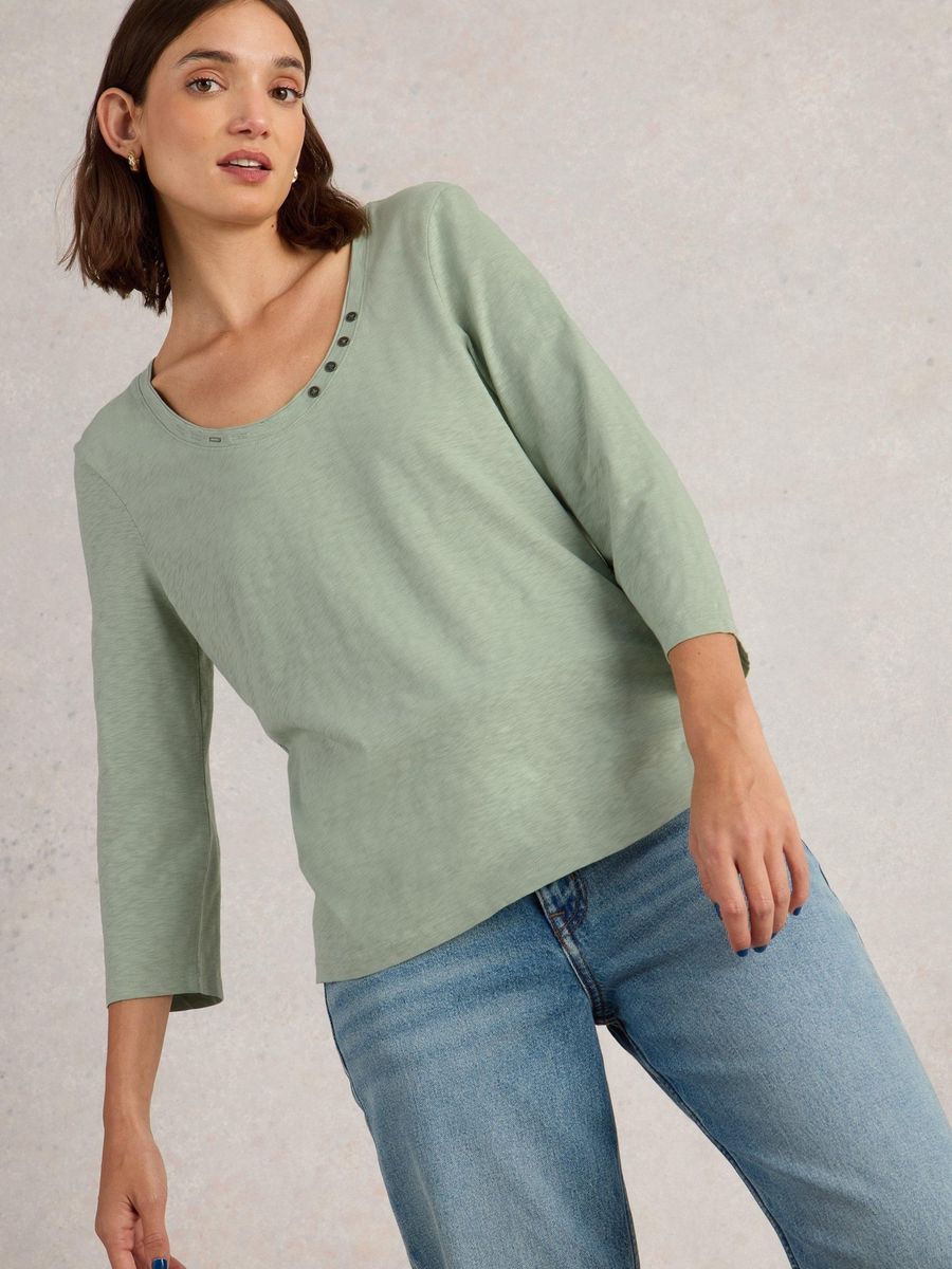 Lässiges 3/4-Arm Shirt mit Knopfleiste