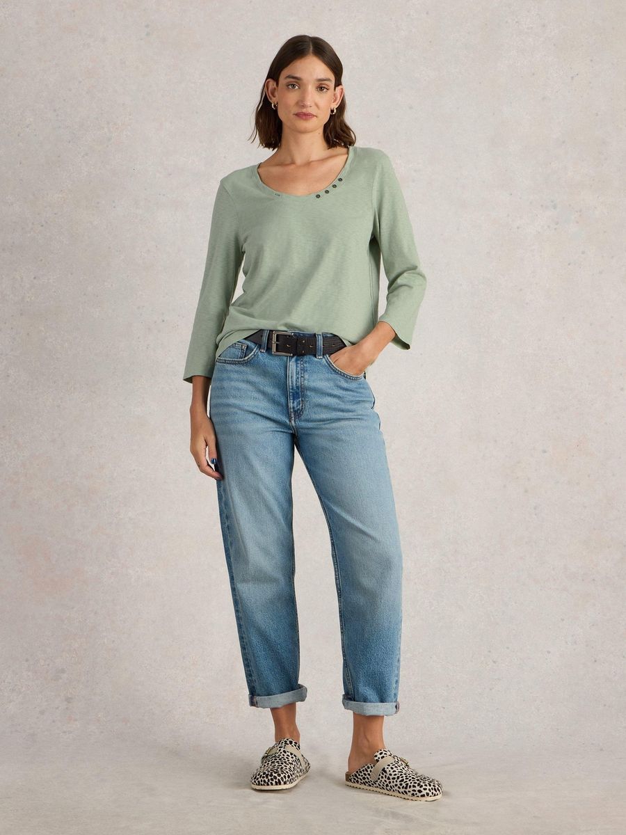 Lässiges 3/4-Arm Shirt mit Knopfleiste