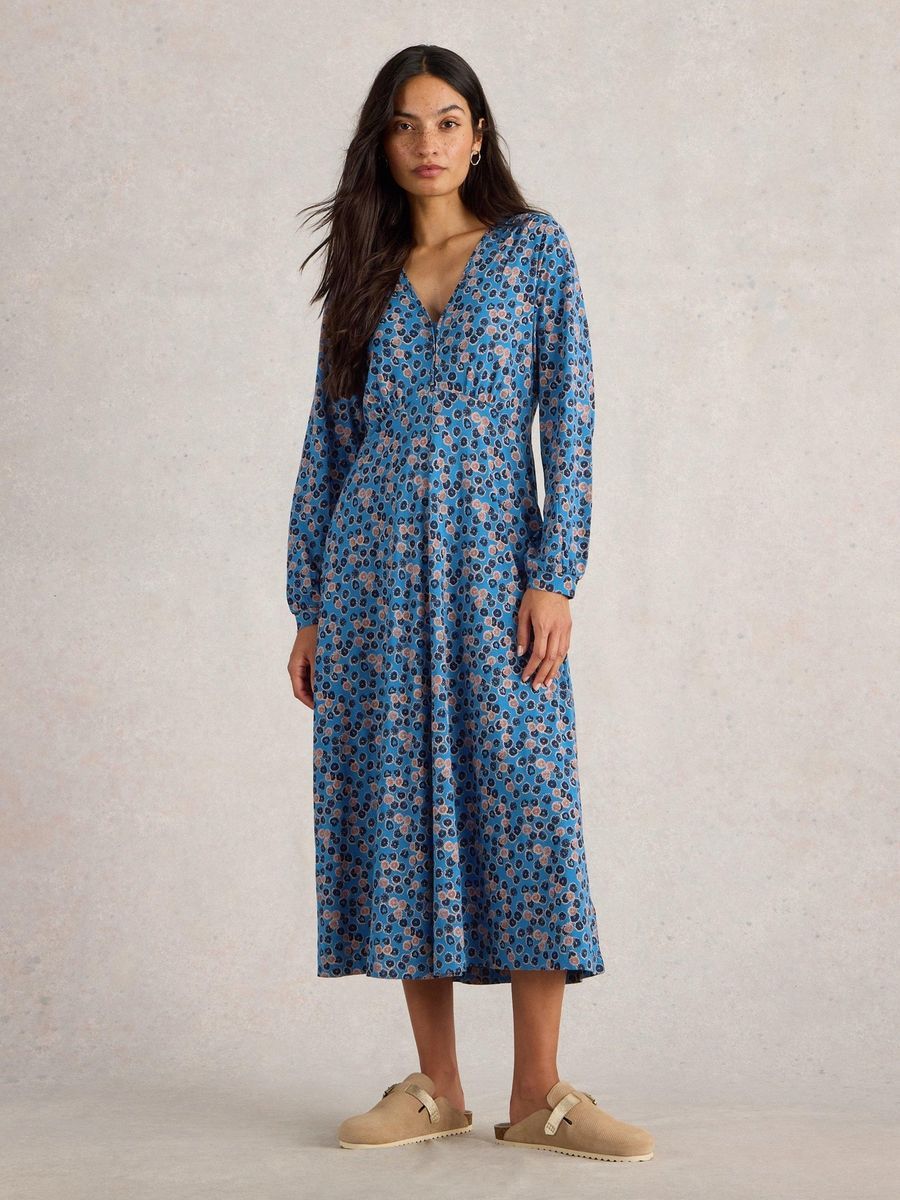 Jersey-Midikleid mit Blumendruck