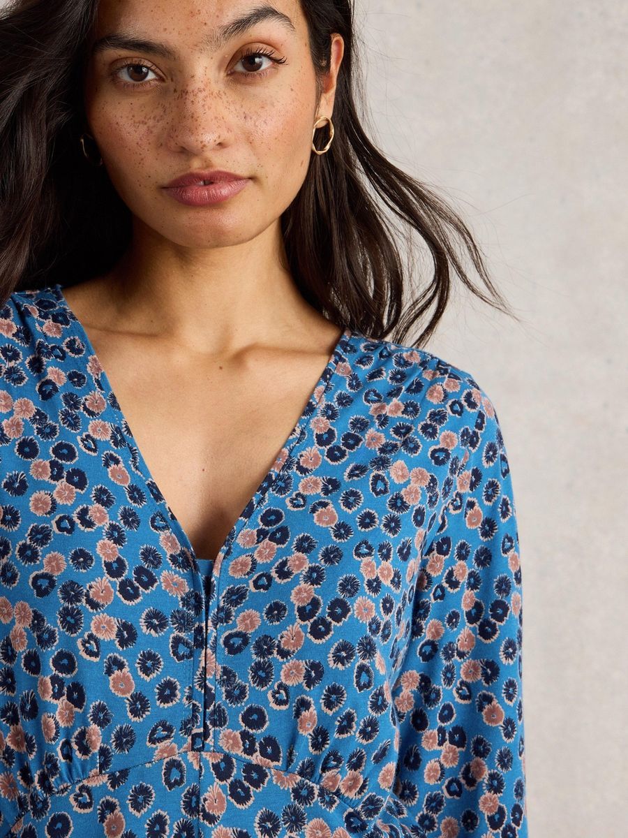 Jersey-Midikleid mit Blumendruck
