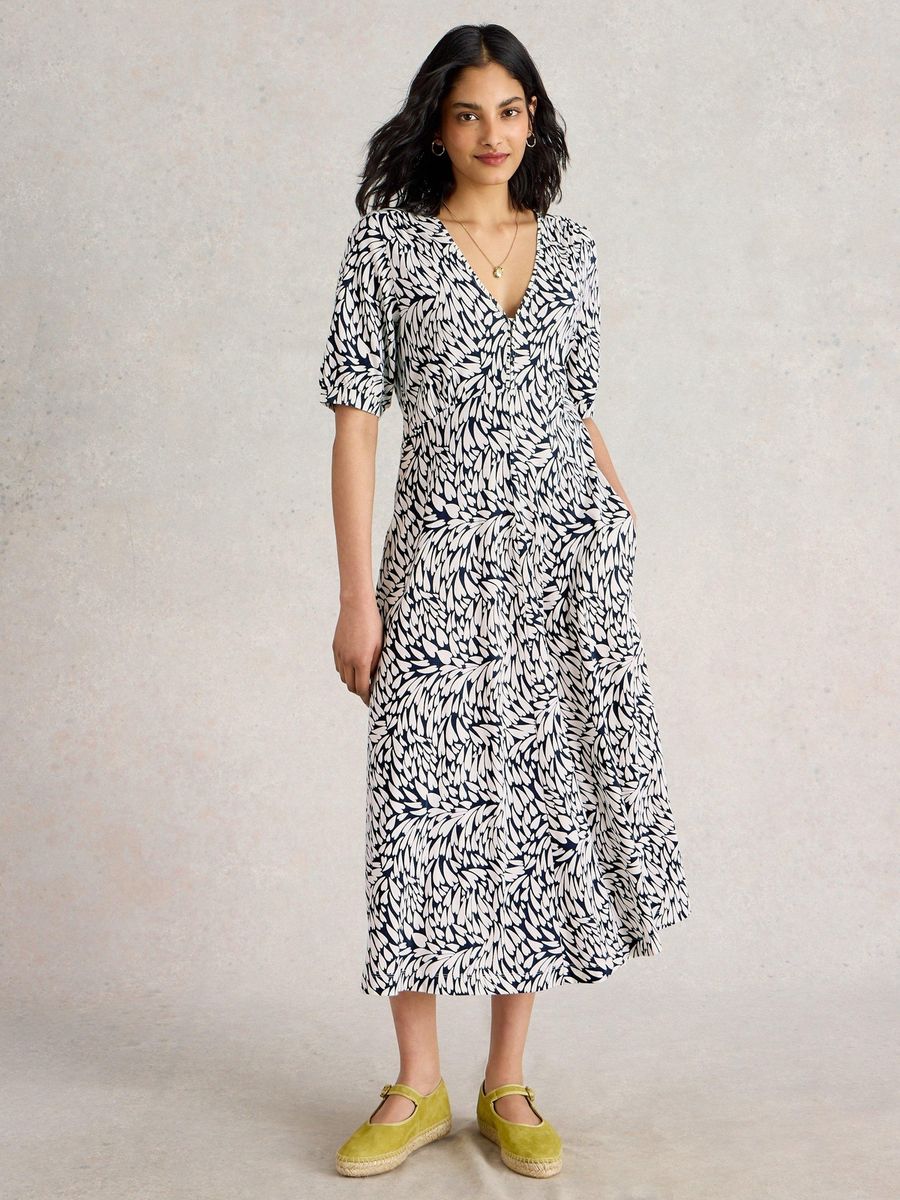 Jersey-Midikleid mit Blumendruck