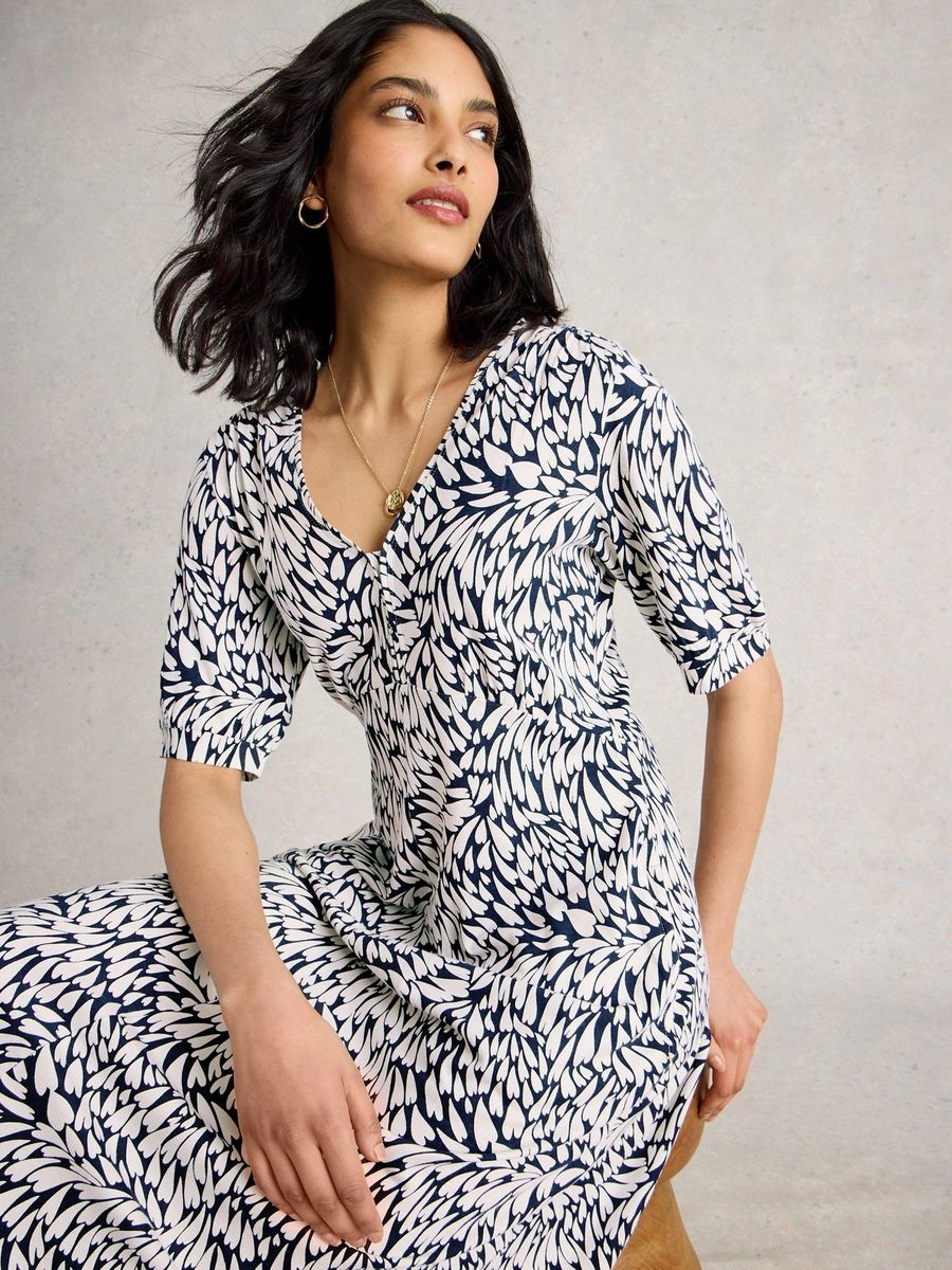 Jersey-Midikleid mit Blumendruck