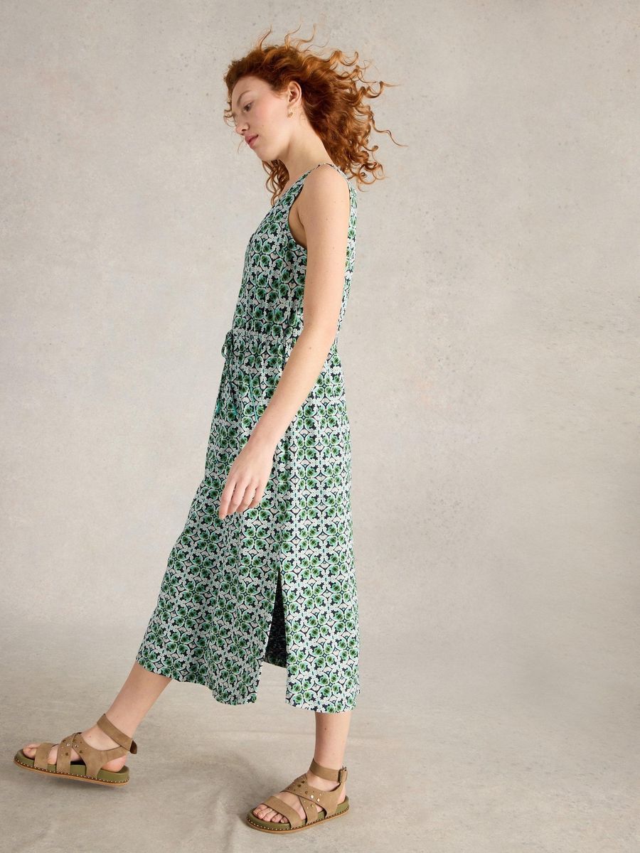 Ärmelloses Midikleid mit geometrischem Druck