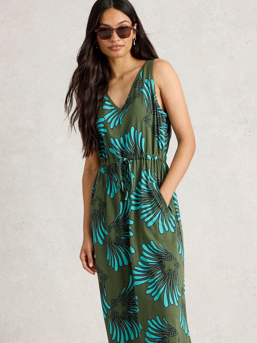 Ärmelloses Midikleid mit geometrischem Druck