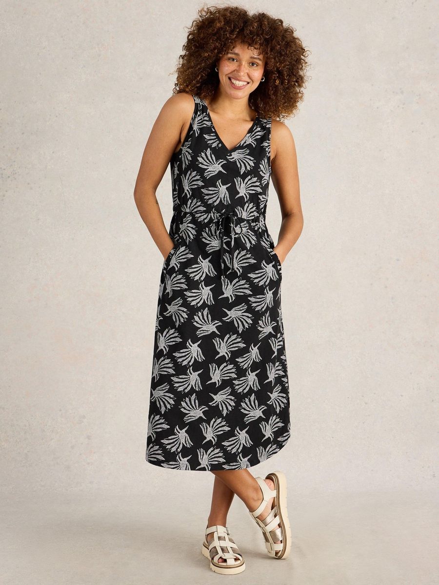 Ärmelloses Midikleid mit geometrischem Druck