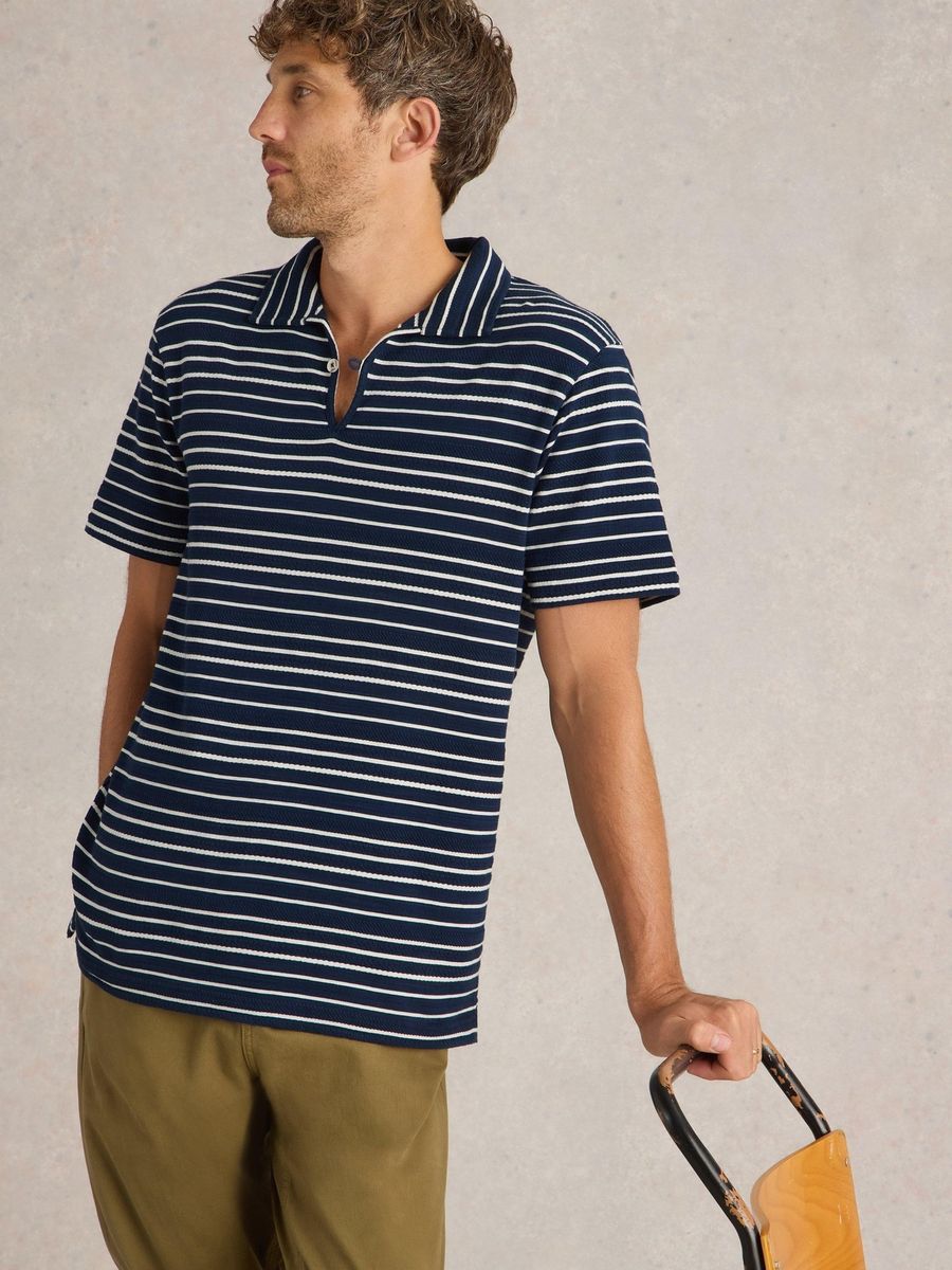 Gestreiftes Jacquard-Polohemd aus Baumwolle